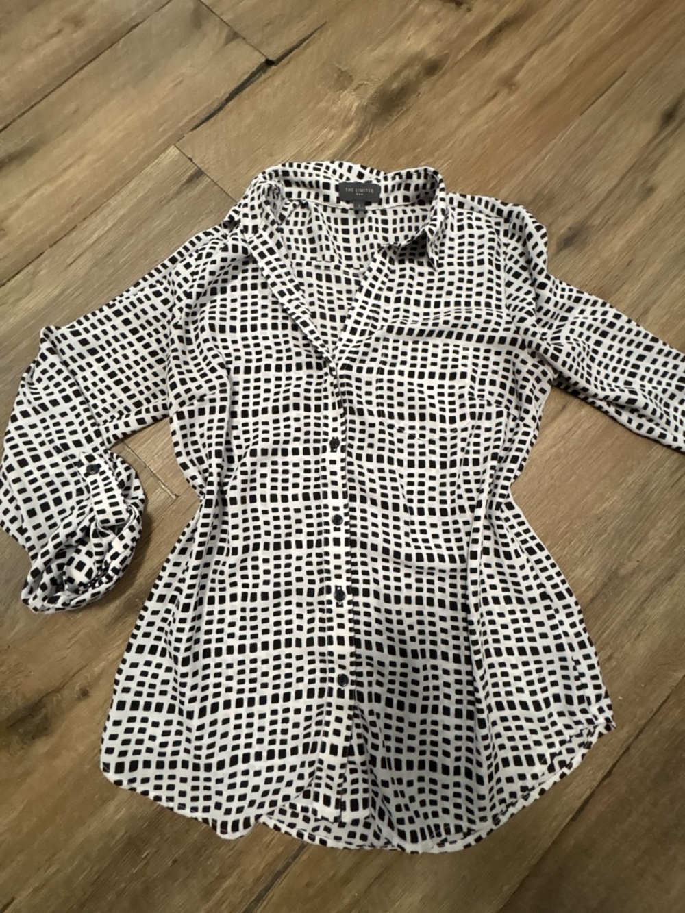 The Limited Black & White Grid Button-Down Shirt